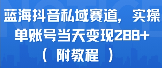 蓝海抖音私域赛道，实操单账号当天变现288+(附教程)-校睿铺