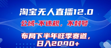 淘宝无人直播12.0，不封号，不违规，布局下半年旺季赛道，日入1k+(独家技术)【揭秘】-校睿铺