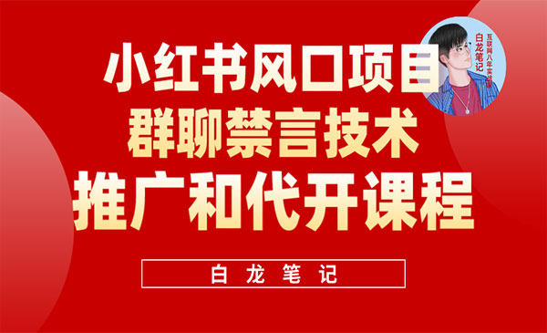 小红书风口项目日入300，群聊禁言技术代开项目，适合新手操作-校睿铺