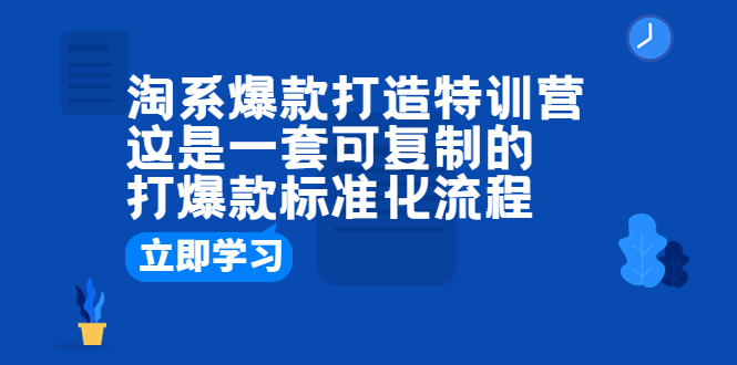 《淘系爆款打造特训营》这是一套可复制的打爆款标准化流程-校睿铺