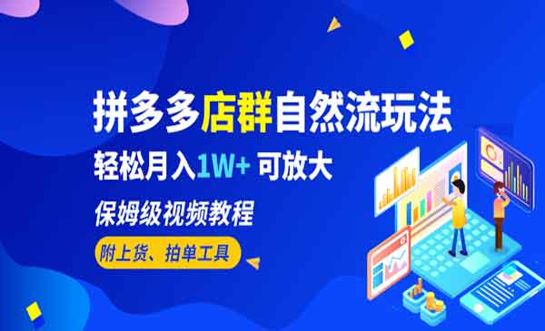 《学习拼多多店群自然流玩法》轻松掌握月入1W+ 保姆级视频教程-校睿铺