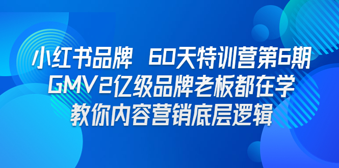 小红书品牌 60天特训营第6期 GMV2亿级品牌老板都在学 教你内容营销底层逻辑-校睿铺