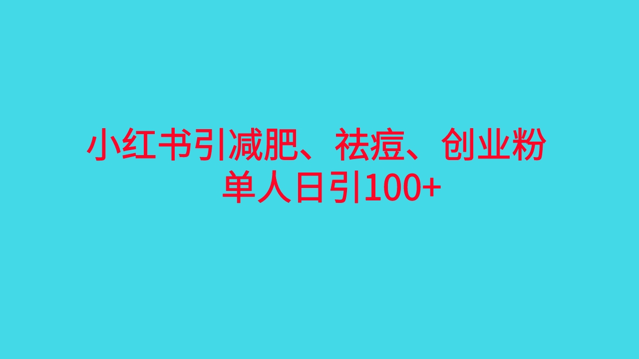 小红书精准引流，减肥、祛痘、创业粉单人日引100+软件-校睿铺