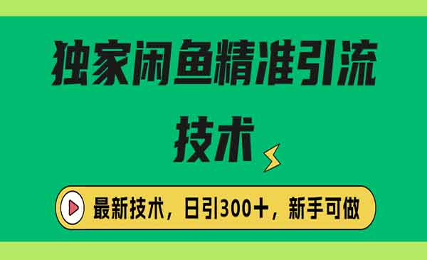 独家闲鱼引流技术，日引300＋实战玩法-校睿铺