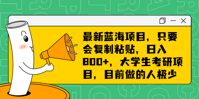 最新蓝海项目，只要会复制粘贴，日入800+，大学生考研项目，目前做的人极少-校睿铺