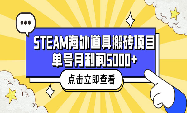 《Steam海外道具搬砖项目》单号月收益5000+-校睿铺