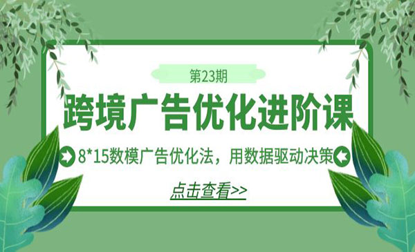 《跨境广告优化进阶课》8*15数模广告优化法，用数据驱动决策-校睿铺