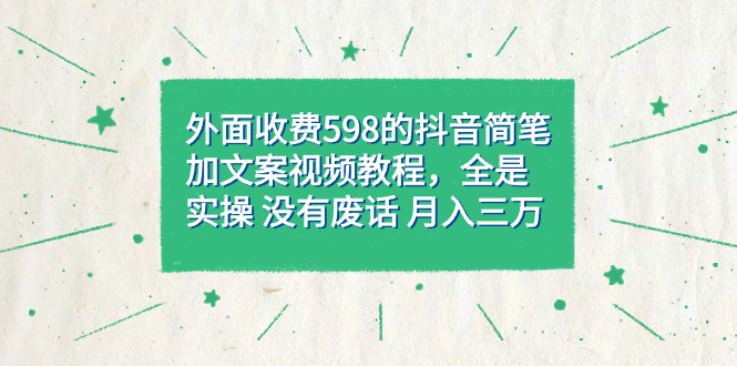 外面收费598抖音简笔加文案教程，全是实操 没有废话 月入三万（教程+资料）-校睿铺