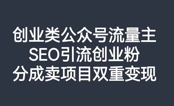 《创业类公众号流量主项目》SEO引流创业粉，分成卖项目双重变现-校睿铺