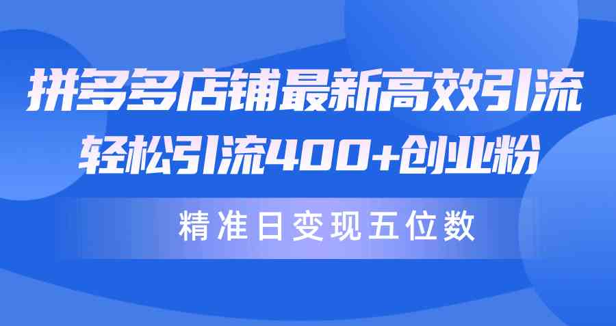 拼多多店铺最新高效引流术，轻松引流400+创业粉，精准日变现五位数！-校睿铺