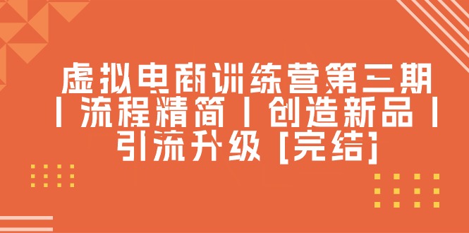 （10960期）虚拟电商训练营第三期丨流程精简丨创造新品丨引流升级 [完结]-校睿铺