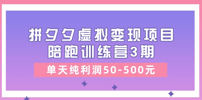 （11000期）某收费培训《拼夕夕虚拟变现项目陪跑训练营3期》单天纯利润50-500元-校睿铺