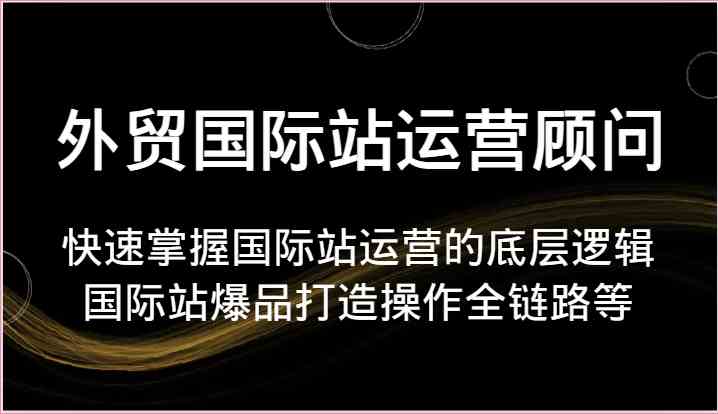 外贸国际站运营顾问-快速掌握国际站运营的底层逻辑，国际站爆品打造操作全链路等-校睿铺