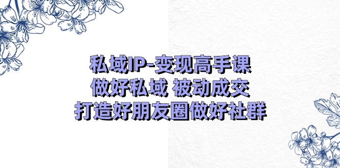 私域IP变现高手课：做好私域被动成交，打造好朋友圈做好社群（18节）-校睿铺