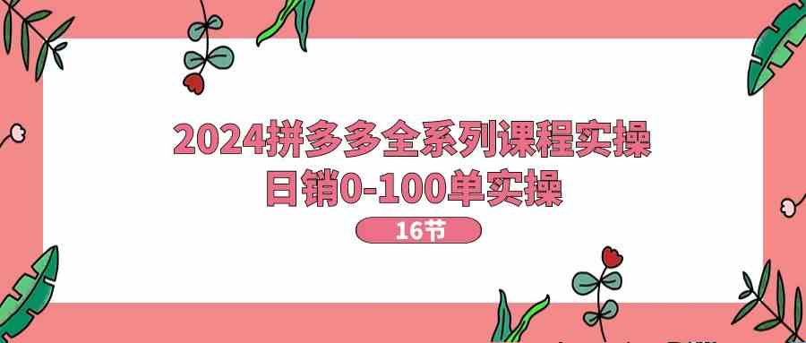 2024拼多多全系列课程实操，日销0-100单实操【16节课】-校睿铺