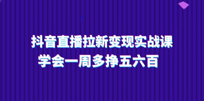 （11254期）抖音直播拉新变现实操课，学会一周多挣五六百（15节课）-校睿铺