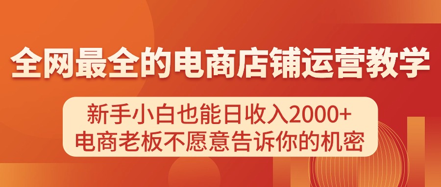 （11266期）电商店铺运营教学，新手小白也能日收入2000+，电商老板不愿意告诉你的机密-校睿铺