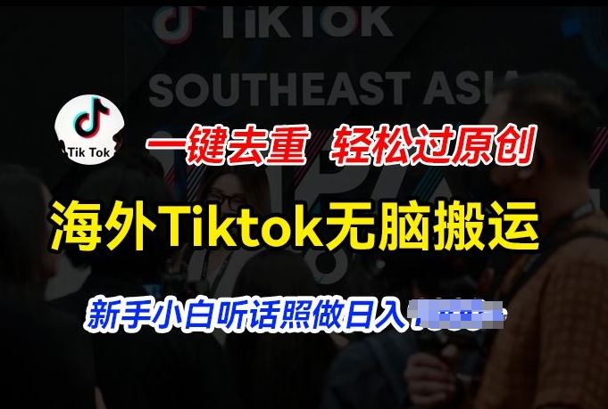 海外Tiktok短视频无脑搬运，一键去重轻松过原创，新手小白听话照做日入几张【揭秘】-校睿铺