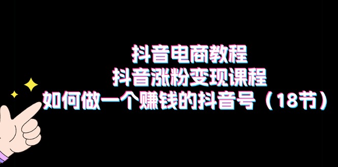 （11436期）抖音电商教程：抖音涨粉变现课程：如何做一个赚钱的抖音号（18节）-校睿铺