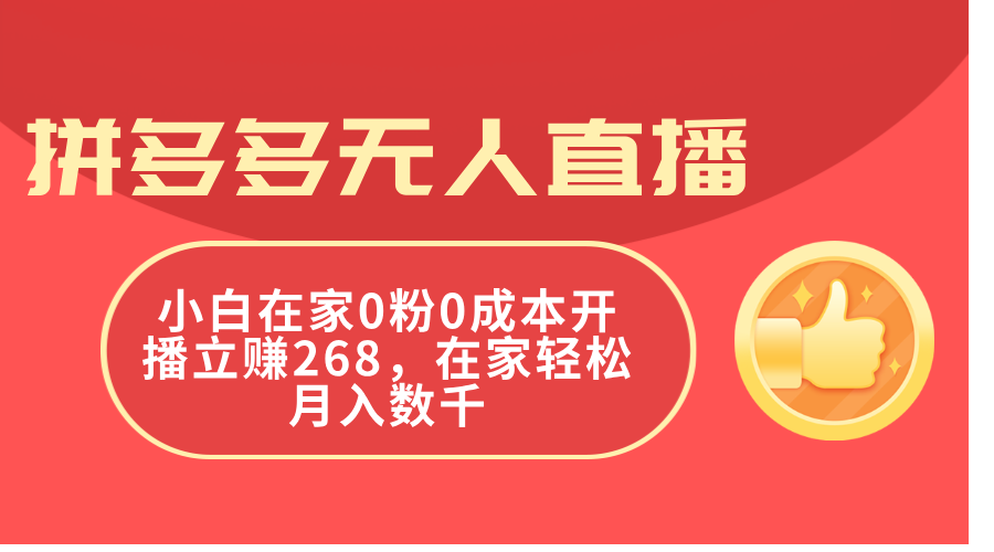 （11521期）拼多多无人直播，小白在家0粉0成本开播立赚268，在家轻松月入数千-校睿铺