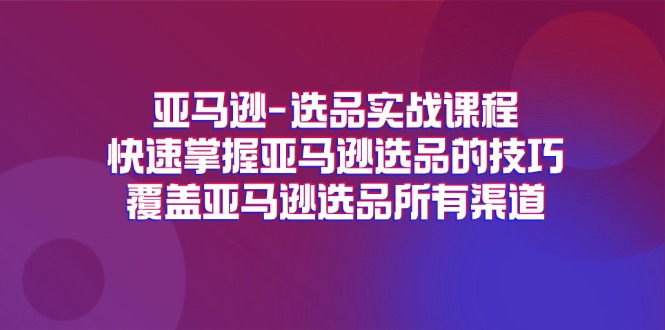 （11620期）亚马逊-选品实战课程，快速掌握亚马逊选品的技巧，覆盖亚马逊选品所有渠道-校睿铺