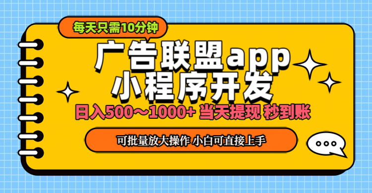 （11645期）小程序开发 广告赚钱 日入500~1000+ 小白轻松上手！-校睿铺