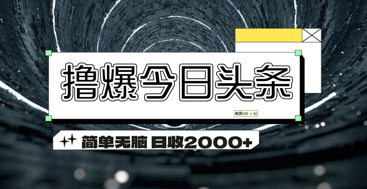 （11665期）撸爆今日头条 简单无脑操作 日收2000+-校睿铺