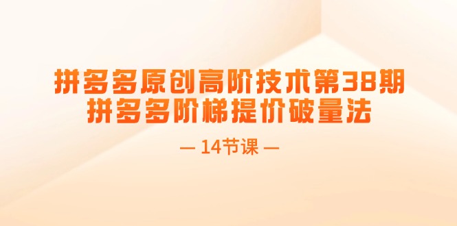 （11704期）拼多多原创高阶技术第38期，拼多多阶梯提价破量法（14节课）-校睿铺