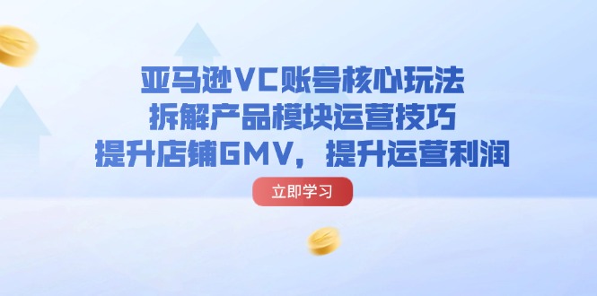 （11848期）亚马逊VC账号核心玩法，拆解产品模块运营技巧，提升店铺GMV，提升运营利润-校睿铺