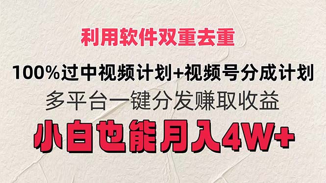 （11862期）利用软件双重去重，100%过中视频+视频号分成计划小白也可以月入4W+-校睿铺