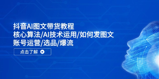 （11958期）抖音AI图文带货教程：核心算法/AI技术运用/如何发图文/账号运营/选品/爆流-校睿铺