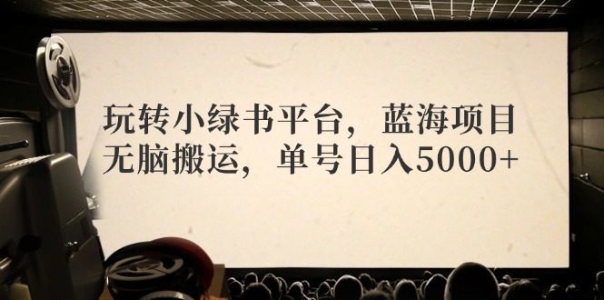 （12366期）玩转小绿书平台，蓝海项目，无脑搬运，单号日入5000+-校睿铺