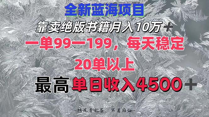 （12512期）靠卖绝版书籍月入10W+,一单99-199，一天平均20单以上，最高收益日入4500+-校睿铺