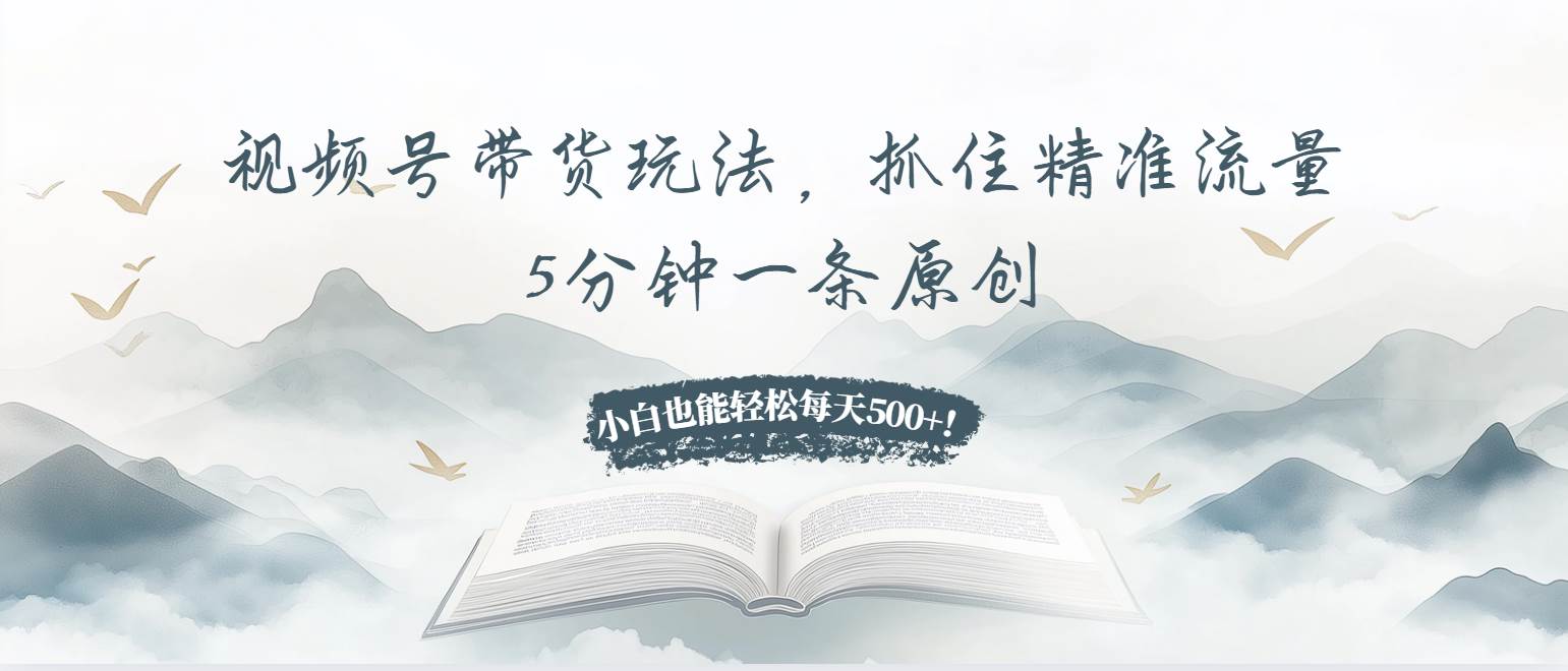 （13492期）视频号带货玩法，抓住精准流量，5分钟一条原创，小白也能轻松每天500+！-校睿铺