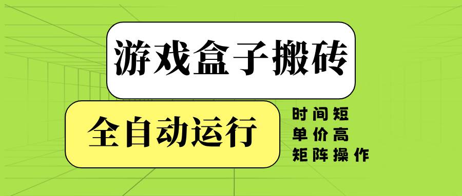 （14141期）游戏盒子全自动搬砖，时间短、单价高，矩阵操作-校睿铺