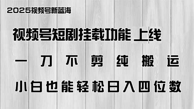 （14310期）视频号短剧挂载功能上线，一刀不剪纯搬运，小白也能轻松日入四位数-校睿铺