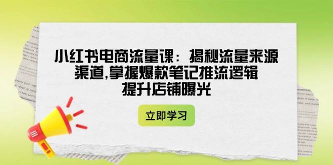 （14318期）小红书电商流量课：揭秘流量来源渠道,掌握爆款笔记推流逻辑,提升店铺曝光-校睿铺