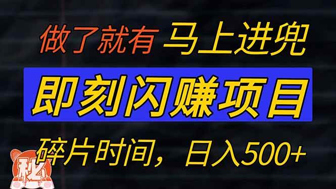 （14384期）零门槛 即刻闪赚项目！！！仅手机操作，利用碎片时间，轻松日赚500+-校睿铺