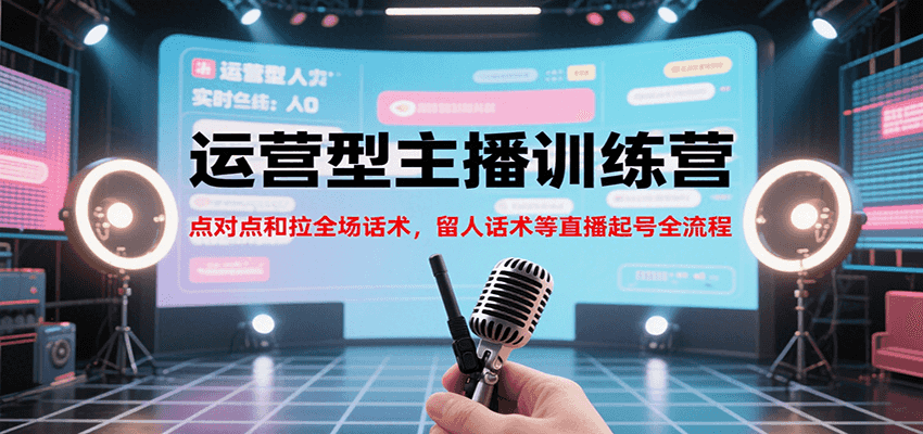运营型主播训练营，点对点和拉全场话术，留人话术等直播起号全流程(更新7月)-校睿铺