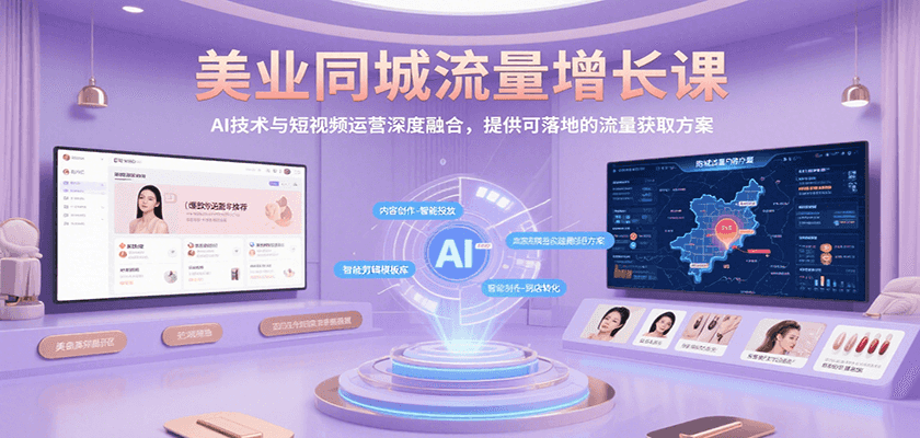 美业同城流量增长课，AI技术与短视频运营深度融合，提供可落地的流量获取方案-校睿铺