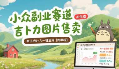 小众副业赛道 吉卜力图片售卖 单日2张+ AI一键生成【附教程】-校睿铺