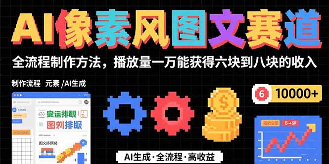 AI像素风图文赛道：全流程制作方法，播放量一万能获得6块到8块的收入-校睿铺