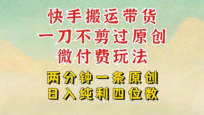快手黑科技搬运带货，一刀不剪过原创，微付费投流玩法，轻松日入四位数…-校睿铺