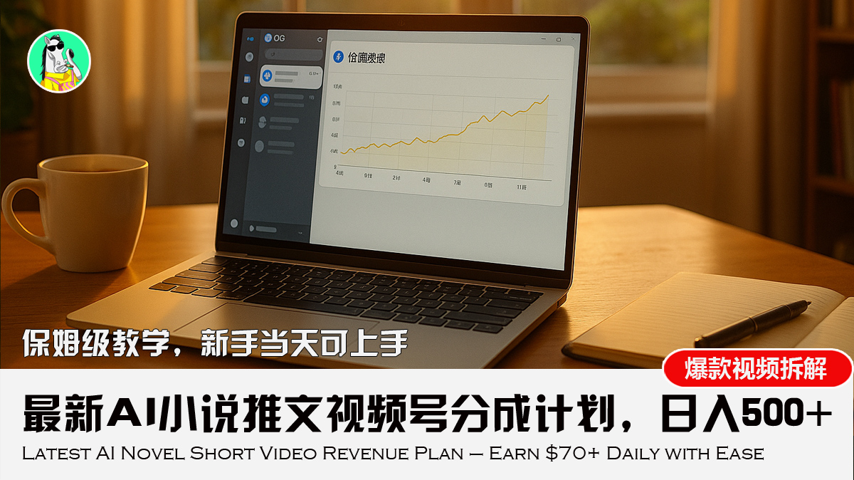 最新AI小说推文视频号分成计划，新手小白也能当天日入500+教程-校睿铺