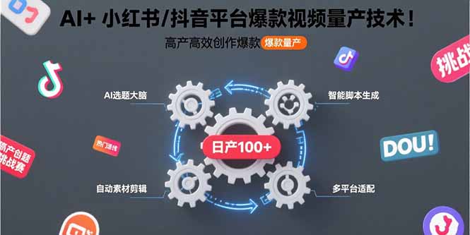 AI+小红书/抖音平台爆款视频量产技术：高产高效创作爆款视频！-校睿铺