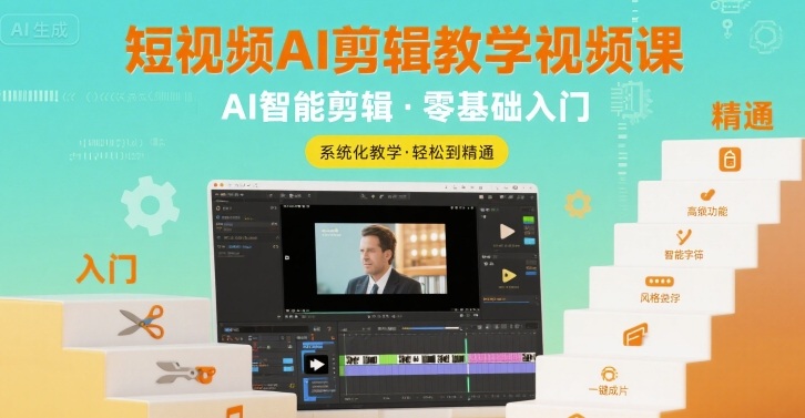 短视频AI剪辑教学视频课，入门到精通-校睿铺
