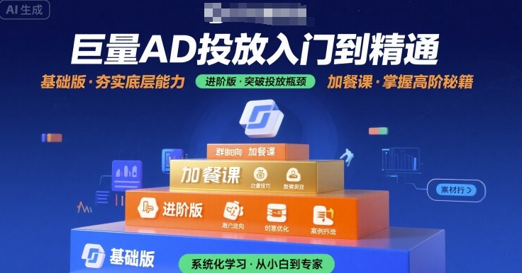 巨量AD投放入门到精通，基础版+进阶版+加餐课-校睿铺