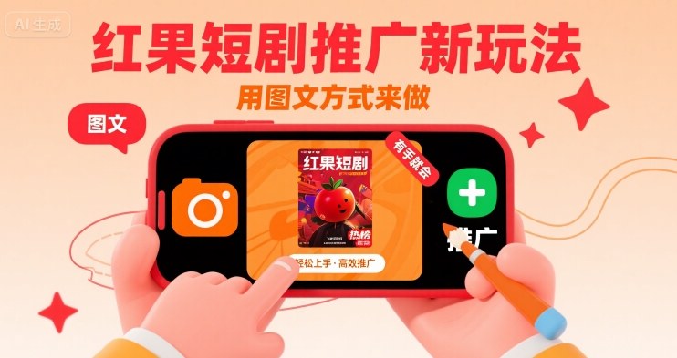 红果短剧推广新玩法，用图文方式来做，有手就会-校睿铺