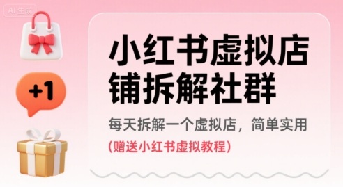 小红书虚拟店铺拆解社群，每天拆解一个虚拟店，简单实用(赠送小红书虚拟教程)-校睿铺