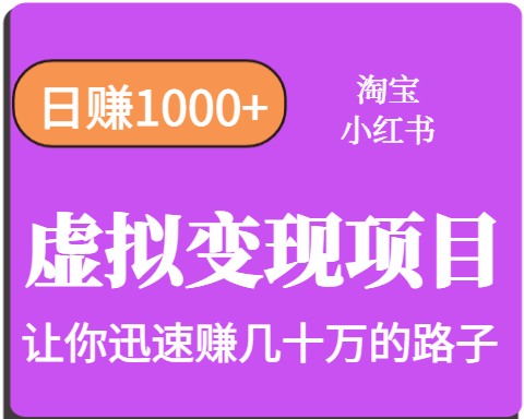 淘宝OR小红书虚拟变现，日赚1000+，多账号操作年收入几十W不等-校睿铺
